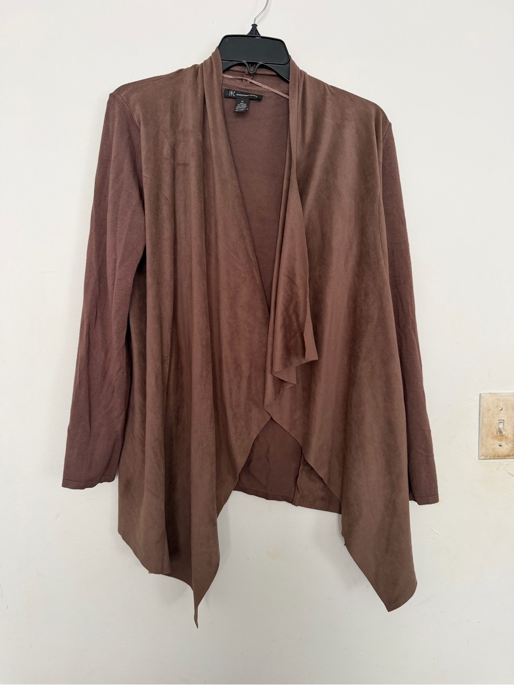 INC International Concepts Brown Open-Front Draped Jacket